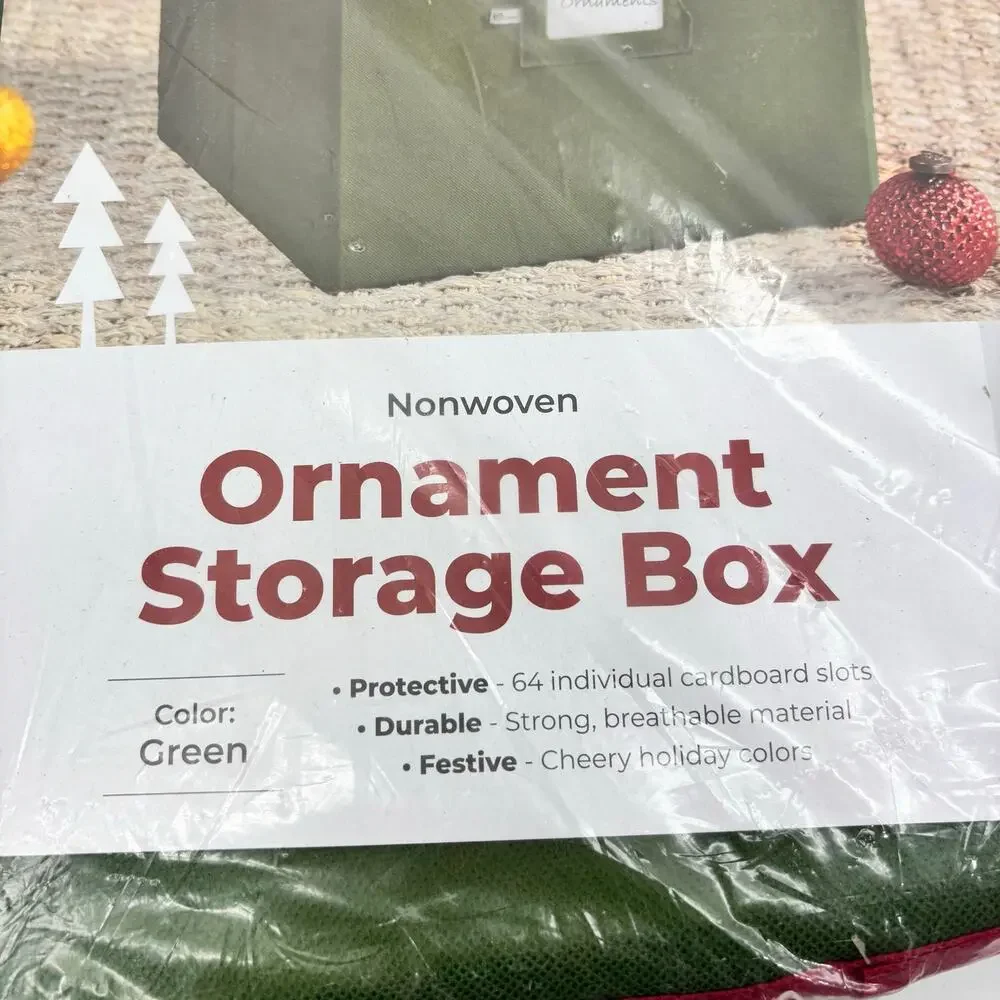 Zober Ornament Storage Box Green Organization Christmas Holiday Home